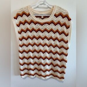 Vintage-Inspired Jessica Simpson Chevron Sleeveless Knit Sweater, size L EUC